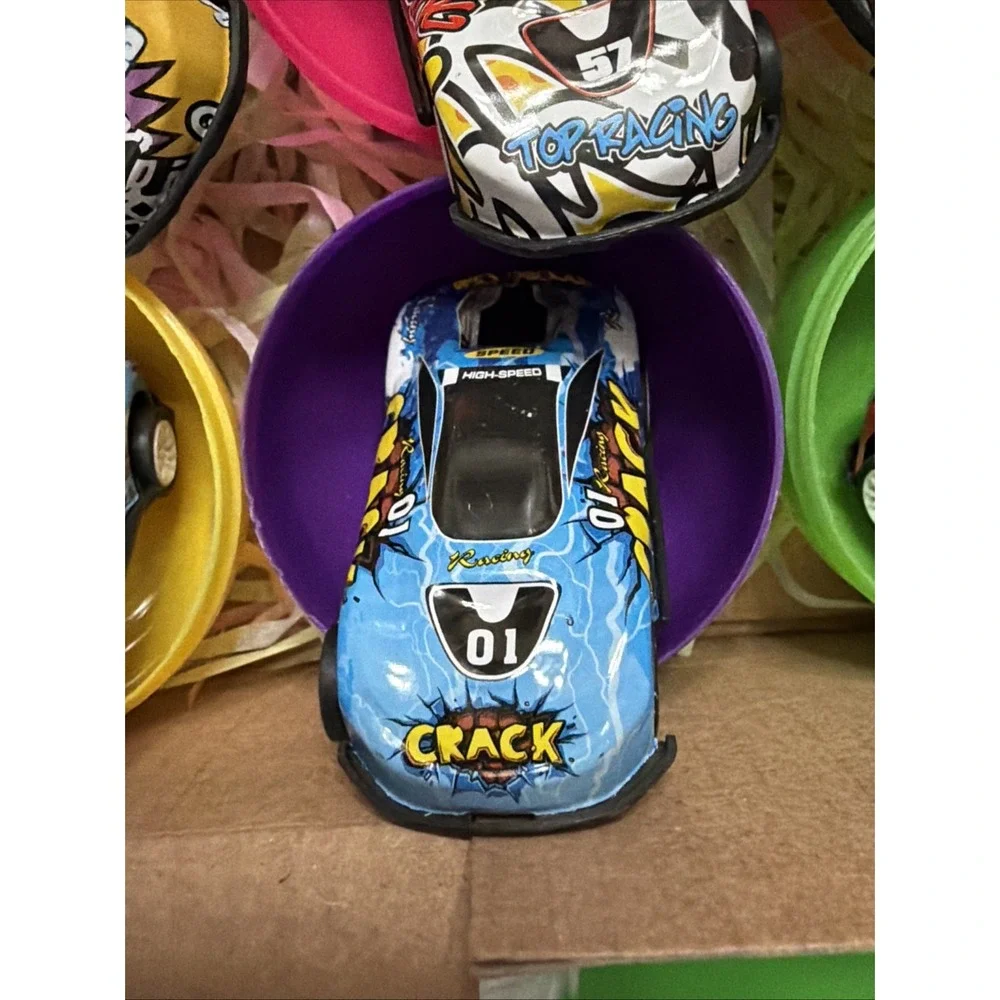 HiDreamy 12 Pack Pre-Filled Easter Eggs with Die-Cast Racing Cars Party Favors